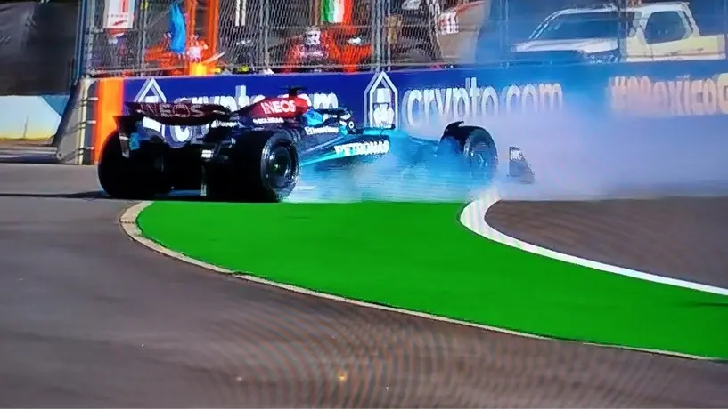 ¡Mal y de malas para Mercedes! George Russell se lesiona en la PL2 del Gran Premio de México