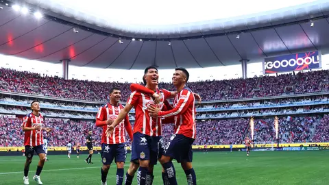 El Rebaño festeja un gol contra Pachuca en la Jornada 1 de este torneo. l IMAGO7