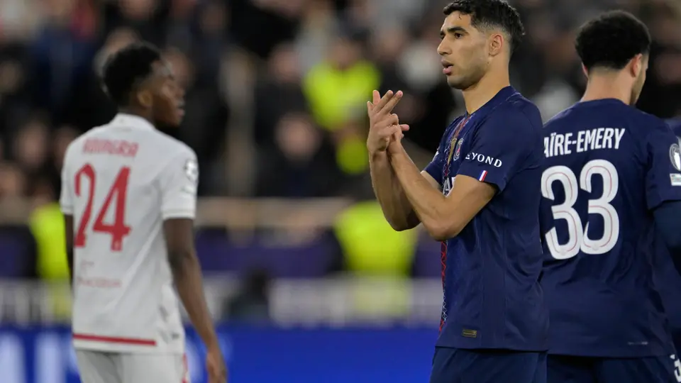 Hakimi celebrando ante Mónaco l AP
