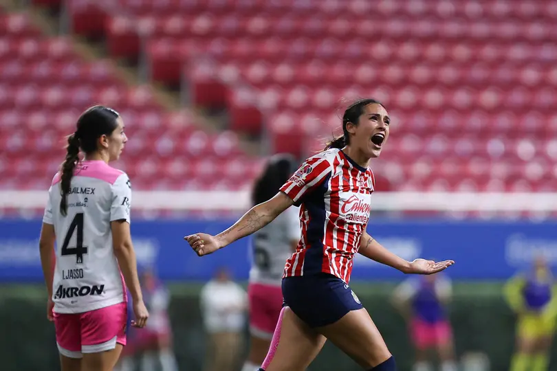 Jasmine Casarez en celebración de su gol en el triunfo ante Atlas | IMAGO 7