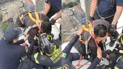 Trabajador queda suspendido en el piso 34 del Hotel St. Regis en Paseo de la Reforma y es rescatado