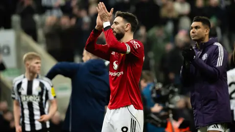 Bruno Fernandes después del partido ante Newcastle | X: @ManUtd