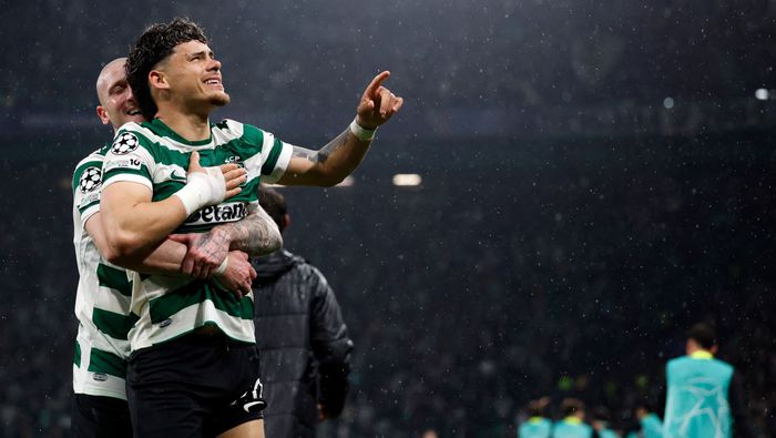 Maxi Araujo en celebración con Sporting en el partido de Champions League ante Bodo/Glimt | AFP