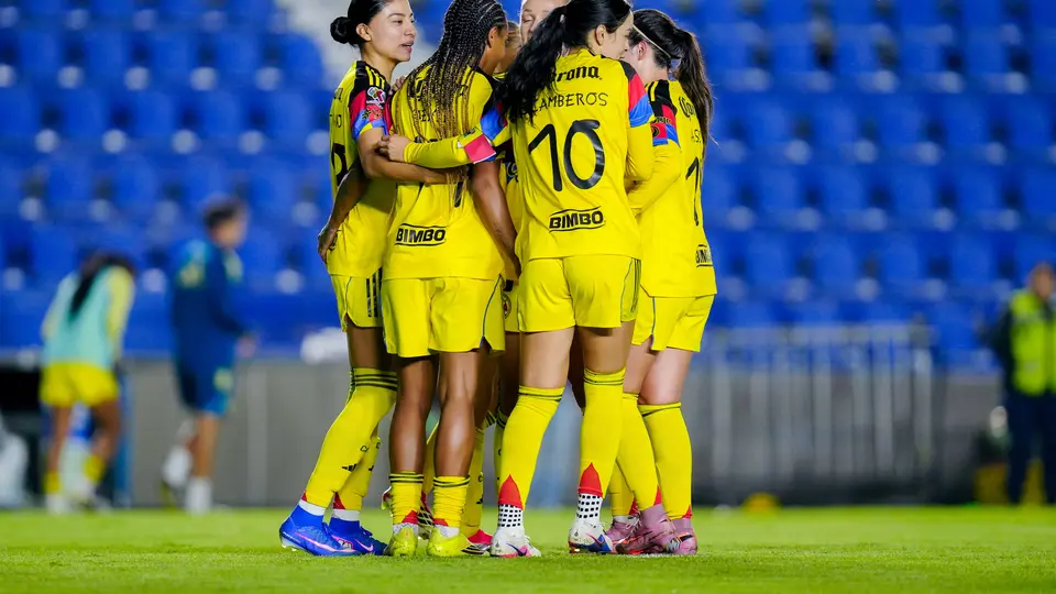 Jugadoras de América celebran el gol de Geyse ante Toluca en la Liga MX Femenil | IMAGO 7