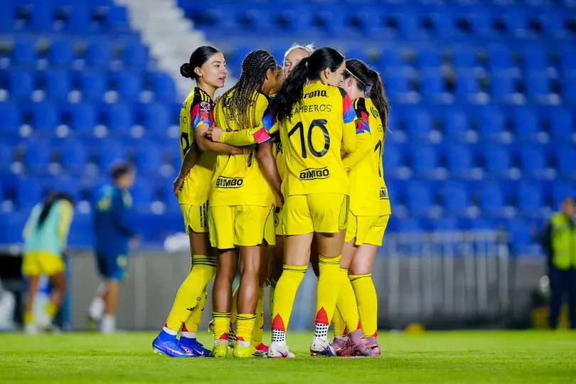 Jugadoras de América celebran el gol de Geyse ante Toluca en la Liga MX Femenil | IMAGO 7