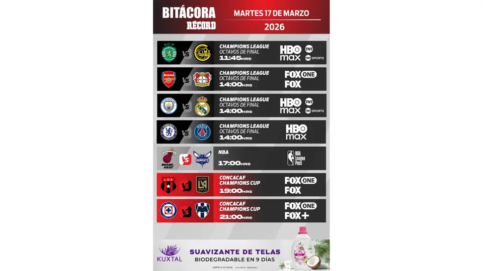 Agenda deportiva martes 17 de marzo de 2026 | RÉCORD