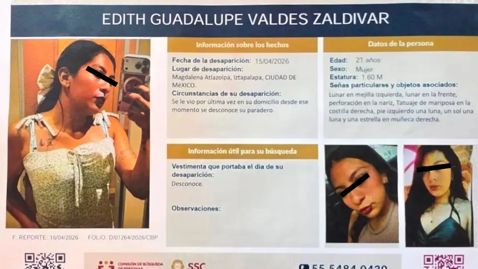 Edith Guadalupe desapareció el pasado 15 de abril y de inmediato sus familiares comenzaron con su búsqueda. / Especial