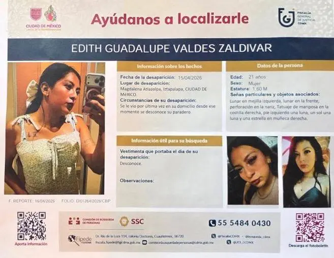 Edith Guadalupe desapareció el pasado 15 de abril y de inmediato sus familiares comenzaron con su búsqueda / Especial
