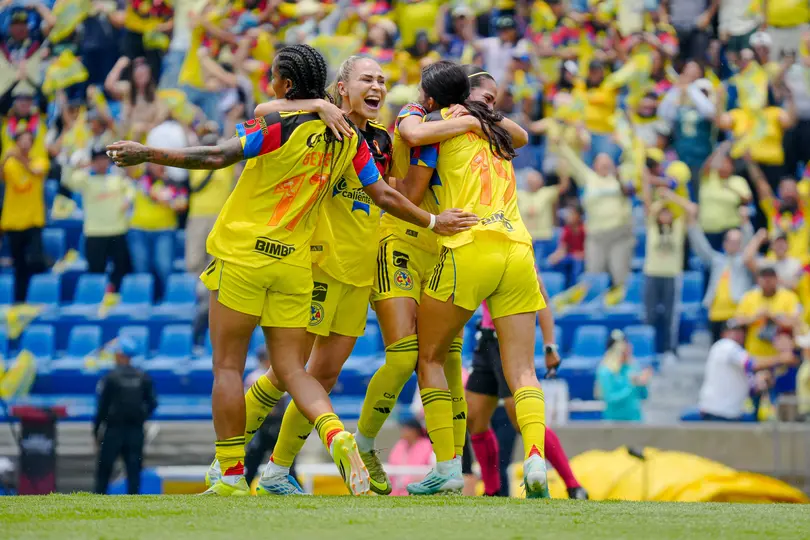 Jugadoras de América en celebración ante Rayadas en la Final del Clausura 2026 de la Liga MX Femenil | IMAGO 7