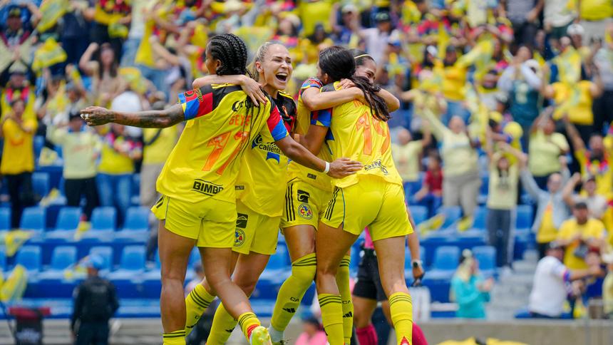 Jugadoras de América en celebración ante Rayadas en la Final del Clausura 2026 de la Liga MX Femenil | IMAGO 7