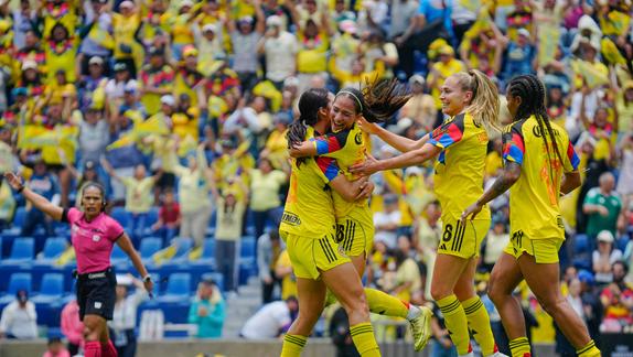 Jugadoras de América en celebración ante Rayadas en la Final del Clausura 2026 de la Liga MX Femenil | IMAGO 7