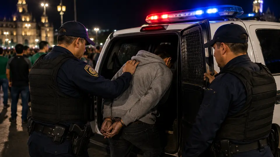 Más de 200 policías vigilan la plancha del Zócalo durante las actividades relacionadas con el Mundial 2026./ IA
