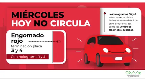 Los vehículos con engomado rojo, placas 3 y 4, y holograma 1 y 2, no circulan / Especial