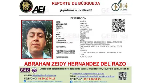 El padre buscador busca a su hijo Abraham Zeidy Hernández del Razo, desaparecido desde 2024./ X: @GustavoHdezhdez