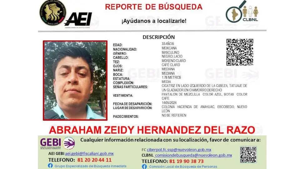 El padre buscador busca a su hijo Abraham Zeidy Hernández del Razo, desaparecido desde 2024./ X: @GustavoHdezhdez