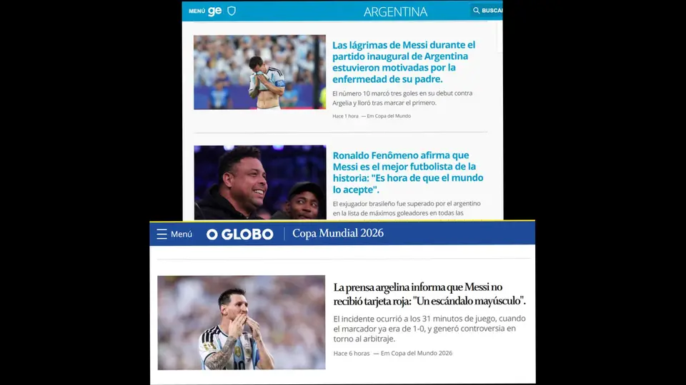 Reacción de medios brasileños al récord de Messi | CAPTURA DE PANTALLA