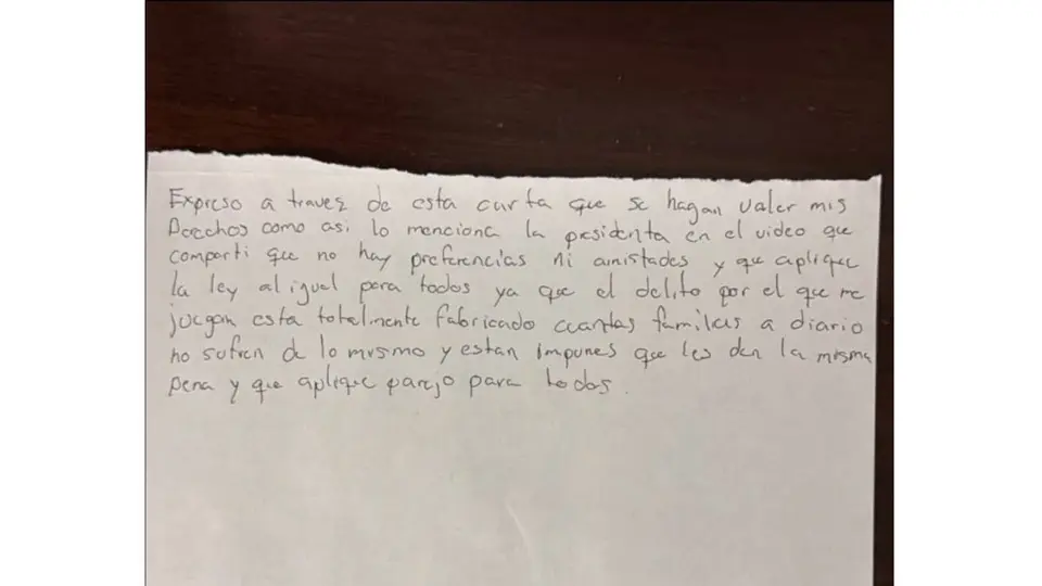La carta fue compartida por Facebook @Fofomqz
