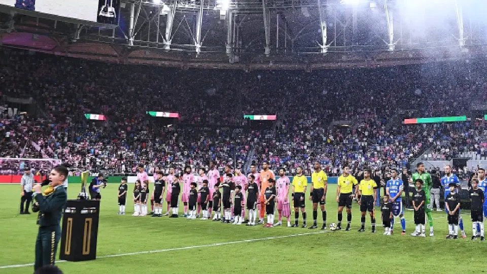 Jugadores de Inter Miami durante el himno mexicano en la Campeones cup | MEXSPORT
