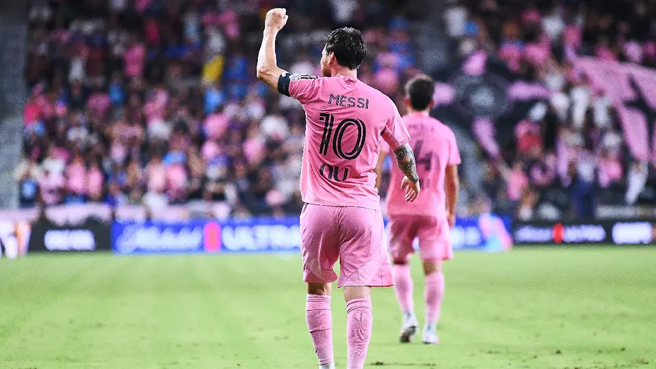 Lionel Messi festejando su gol 100 con Inter Miami, ante Cruz Azul | MEXSPORT