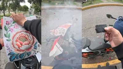 VIDEO: repartidor lleva paquete con explosivo y estalla antes de llegar al destino