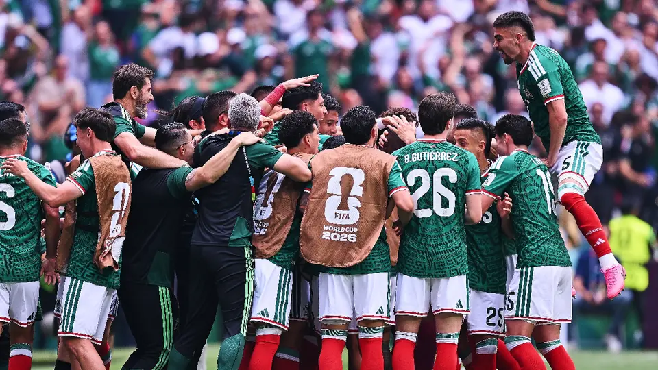 Selección Mexicana festejando el gol de Julián Quiñones ante Sudáfrica, en la Copa del Mundo 2026 | MEXSPORT