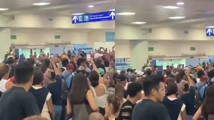 Ante caída de Microsoft y demora de vuelos, personas cantan ‘Cielito Lindo’ en aeropuerto