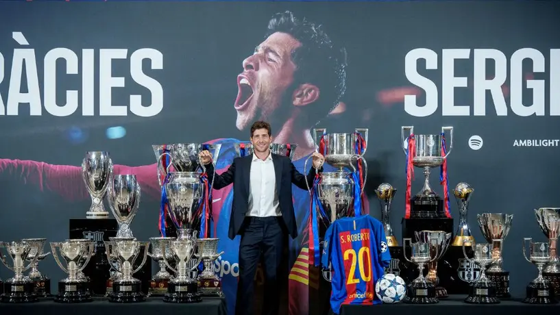 Sergi Roberto se despide del Barcelona durante un emotivo evento
