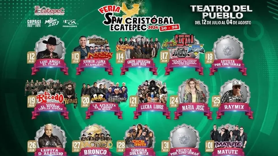 Feria de San Cristóbal Ecatepec: Artistas, fechas y costos