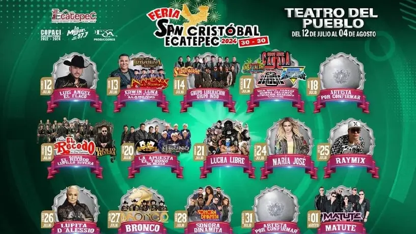 Feria de San Cristóbal Ecatepec: Artistas, fechas y costos