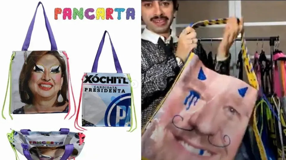 Diseñador mexicano convierte basura electoral en bolsos, gorras y prendas de moda
