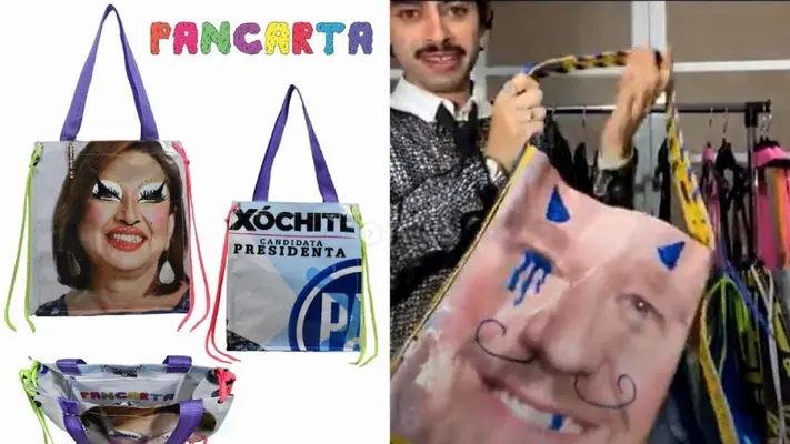 Diseñador mexicano convierte basura electoral en bolsos, gorras y prendas de moda