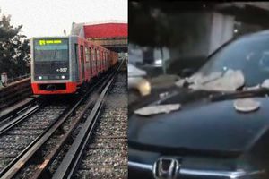 Cae concreto de estructura que sostiene línea 4 del metro en la CDMX