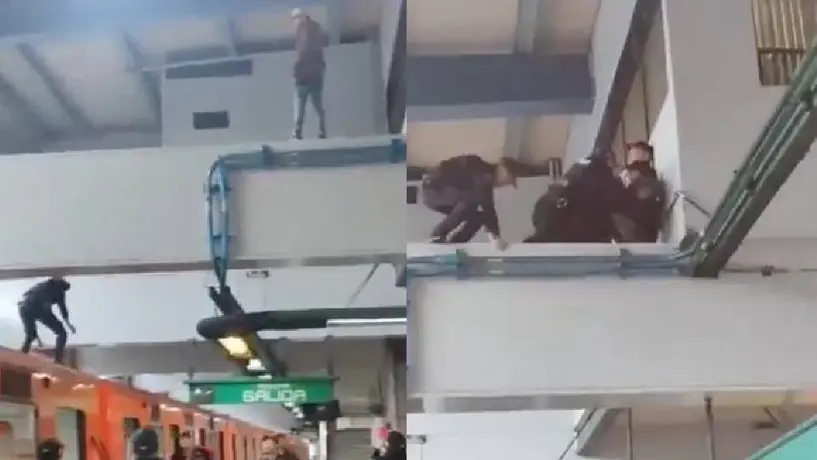 VIDEO: Policías rescatan a un hombre que intentó lanzarse al Metro en la estación Constitución de 1917, CDMX