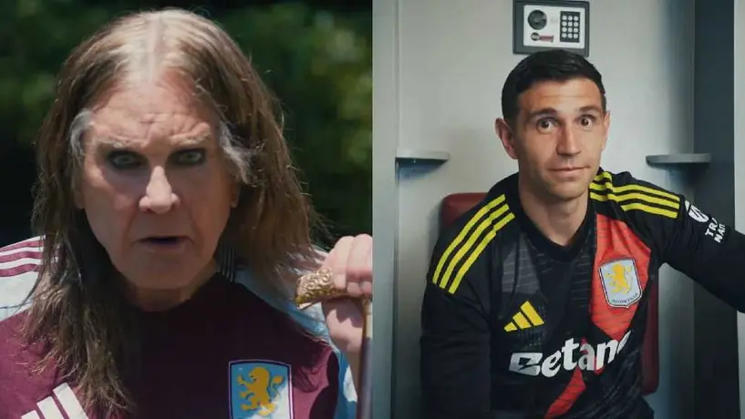 Dibu Martínez y Ozzy Osbourne lanzan nueva playera del Aston Villa