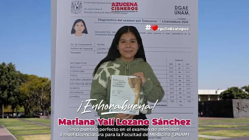 ¡De Ecatepec para el mundo! Estudiante consigue puntaje perfecto en examen de la UNAM