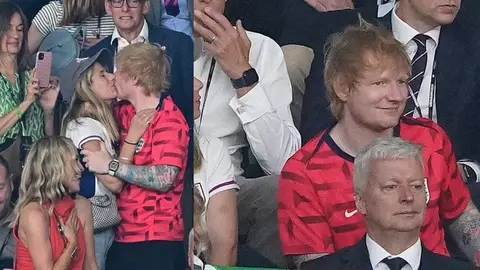 Ed Sheeran y su esposa Cherry celebran gol de Inglaterra con un beso en partido final contra España