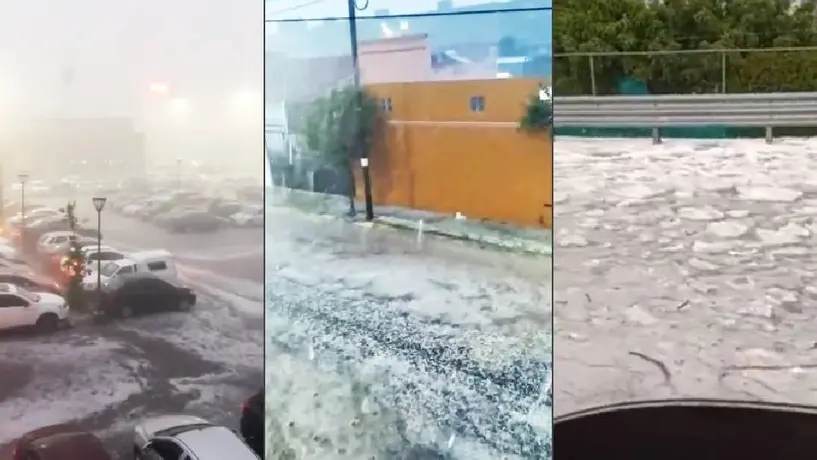 Cae granizo en Ecatepec, Pachuca, Texcoco, y Línea 1 del Cablebús, paralizados