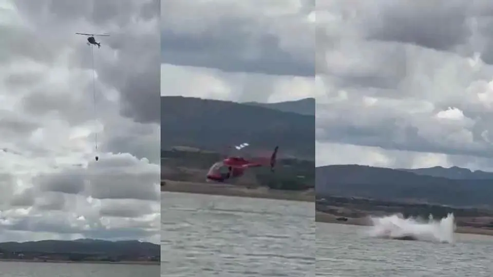 VIDEO: Helicóptero se desploma y estrella contra la Presa Chihuahua