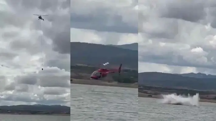 VIDEO: Helicóptero se desploma y estrella contra la Presa Chihuahua