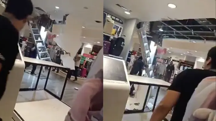 ¡Ya van 2! Colapsa techo de Plaza Altabrisa en Mérida por intensas lluvias