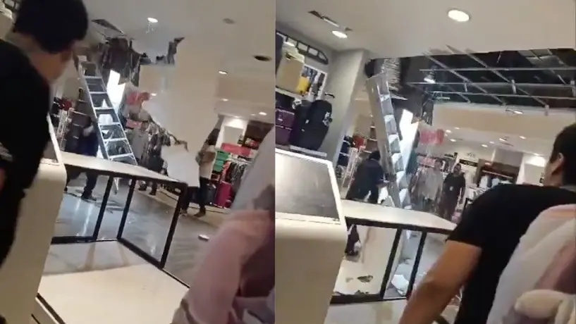 ¡Ya van 2! Colapsa techo de Plaza Altabrisa en Mérida por intensas lluvias