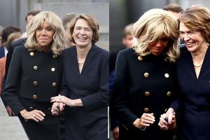 Primeras damas de Francia y Alemania se ríen mientras caminan en el monumento del Holocausto