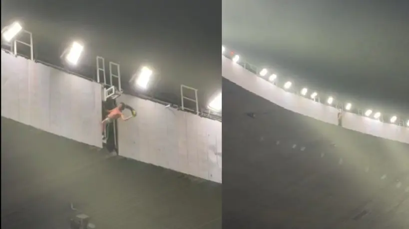 ¡De locos! Aficionado del América celebra el bicampeonato en el techo del Estadio Azteca