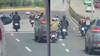 VIDEO: Motociclistas escoltan a un perrito en Circuito Interior en CDMX para evitar que fuera atropellado