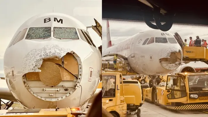 ¡De película de terror! Una fuerte granizada destroza avión en pleno vuelo