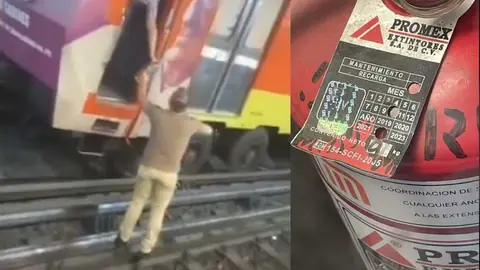 Apagan incendio en el Metro con agua de una botella y no con el extintor porque ya no servía