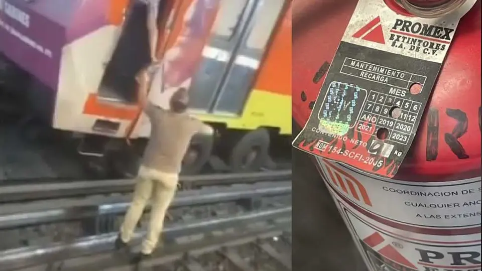 Apagan incendio en el Metro con agua de una botella y no con el extintor porque ya no servía