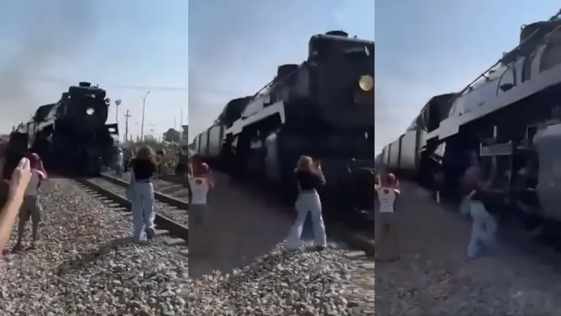 VIDEO: Otra mujer es golpeada por ‘La Emperatriz’ por querer grabar de cerca a la locomotora