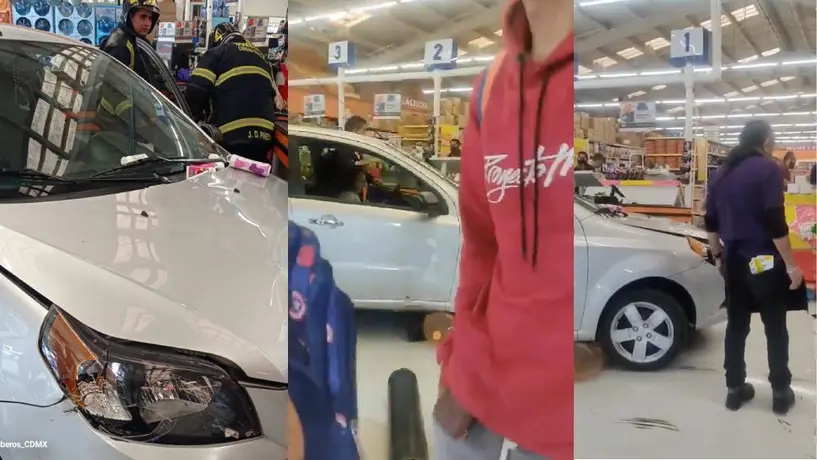 VIDEO: Señora entra a supermercado con todo y auto en Coyoacán