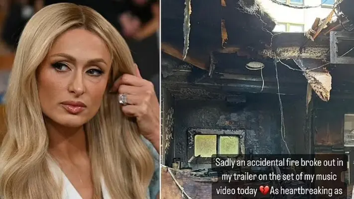 Tráiler de Paris Hilton se incendió accidentalmente durante el rodaje de video musical